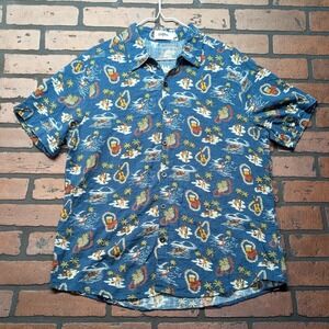 Vatpave Men's M Hawaiian Shirt Tropical Surfing Luau Print Lightweight Cotton